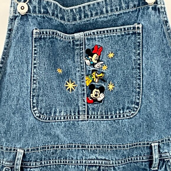 Disney Mickey Mouse Women's Denim Overalls Large Embroidered Front Pocket Adjust - Picture 4 of 11